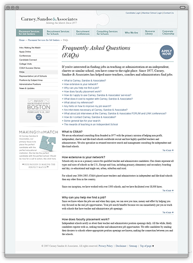 Carney, Sandoe & Associates secondary page (alternative composition)