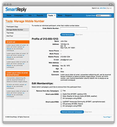 SmartReply/mSnap SMS Ad Application (AFTER)